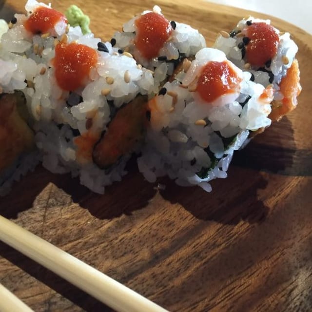 Spicy Salmon Roll with Mango.